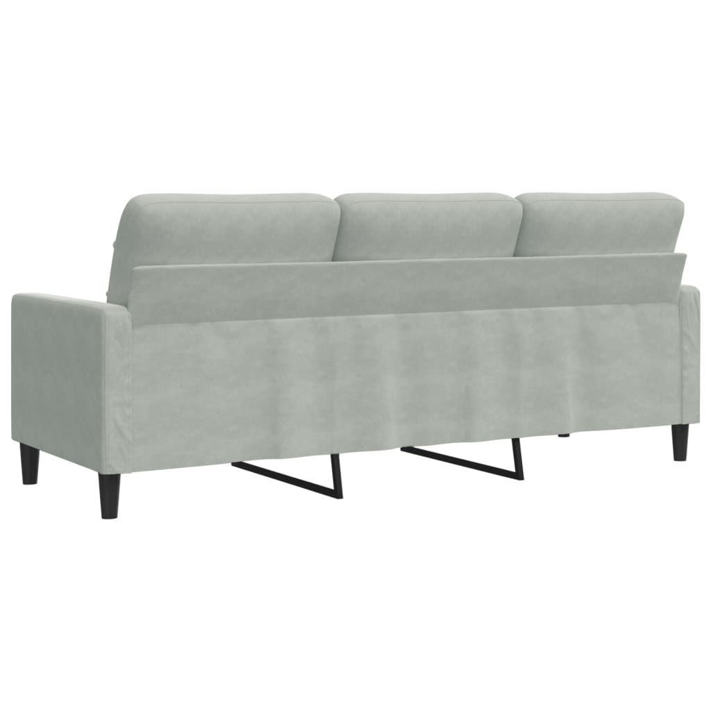 3 Seater Sofa Light Grey 180 cm Velvet