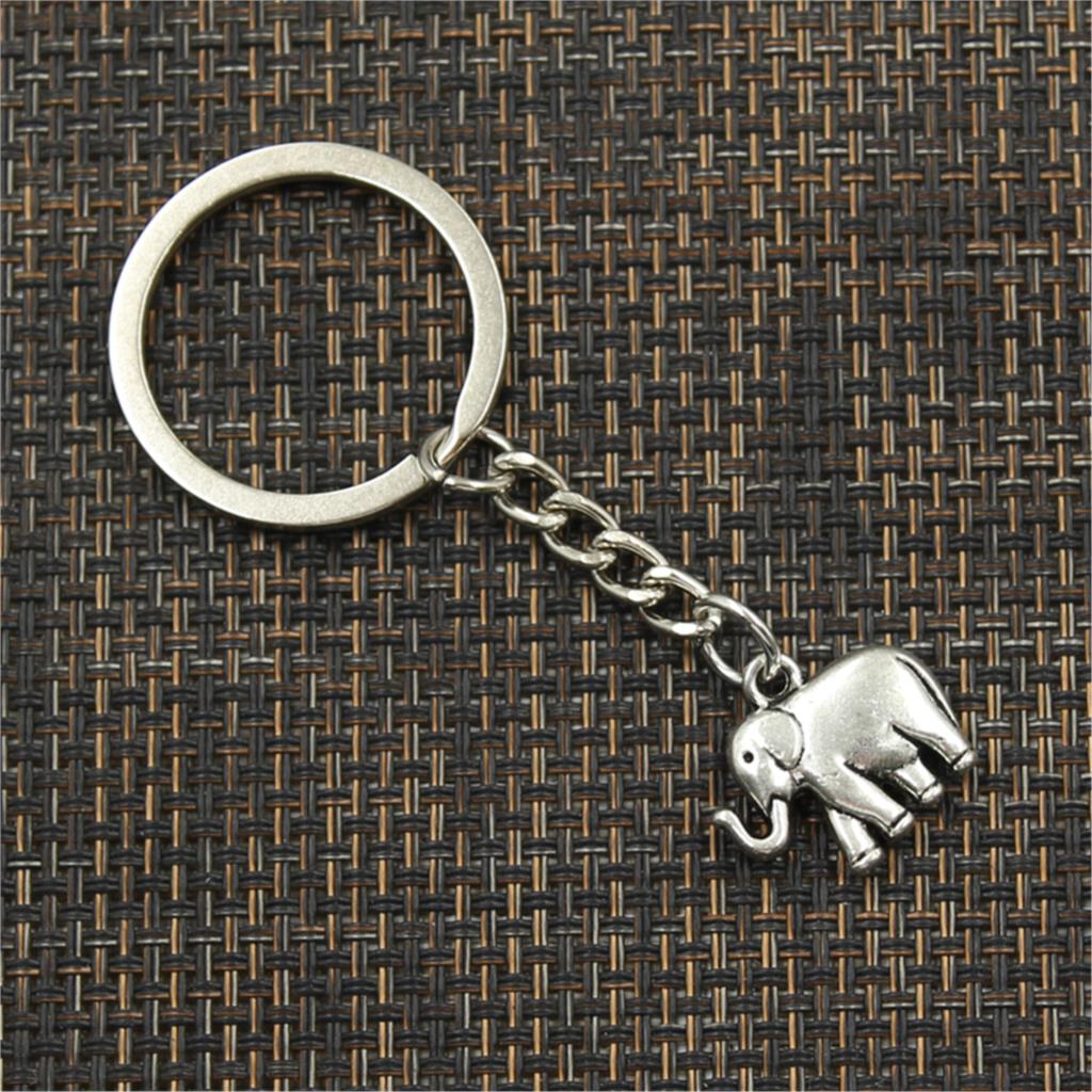 Fashion Two Sided Elephant 21x18x5mm Pendant 30mm Key Ring Metal Chain Silver Color Men Car Gift Souvenirs Keychain