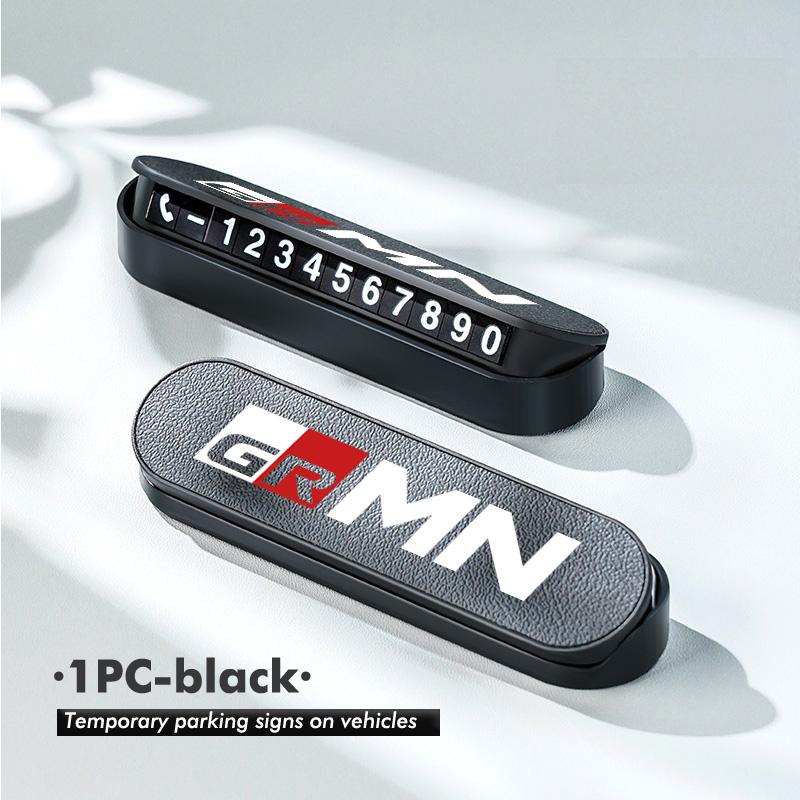 cnkym4 Suede Leather Car Temporary Parking Card Phone Number Plate For Toyota GR MN Corolla Yaris Aygo Prius RAV4 Crown CHR Camry