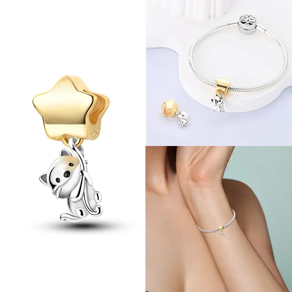 Медные Оригинальные Шармы Любовь Сердце Собака Кошка Лапы Подвеска Бусины Подходят для Браслета Mula DIY Ювелирные Изделия Для Женщин Подарок