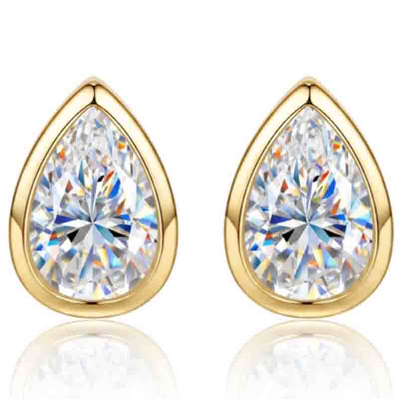 WUIHA Vintage 925 Sterling Silver 5 * 8 MM Pear Cut D Color Real GRA Moissanite Diamonds Studs Earrings Fine Jewelry Pass Test