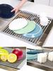 Ohuhu Drainer Load Capacity Kitchen Dish Heat Tableware Space Saving Rack, Foldable, Over-the-Sink Drainer, Silicone, 20kg, Utensils, Drainer, Holder,