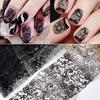 10 PC Nail Art Transfer Foil Sticker Set Black White Lace Flower Adhesive Starry Paper Manicure Gel Wraps Decals