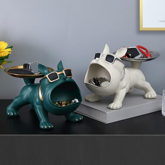 Фигурка собаки с большим ртом, подставка для хранения ключей, мультяшный щенок, статуэтка из смолы, ювелирные изделия, безделушка, контейнер для ключей, коробка, животное, настольное украшение, орнамент