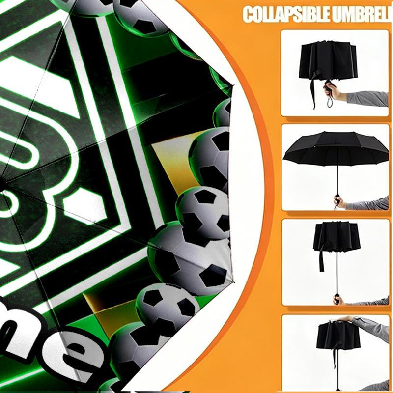 Custom Name Personalized Borussia Monchengladbach Print Umbrella, Auto Open Close, 8‑Rib Sturdy Frame, Commute Camping Hiking Use, Birthday Gift