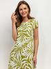 Dress with a box pleat T423 green pattern
