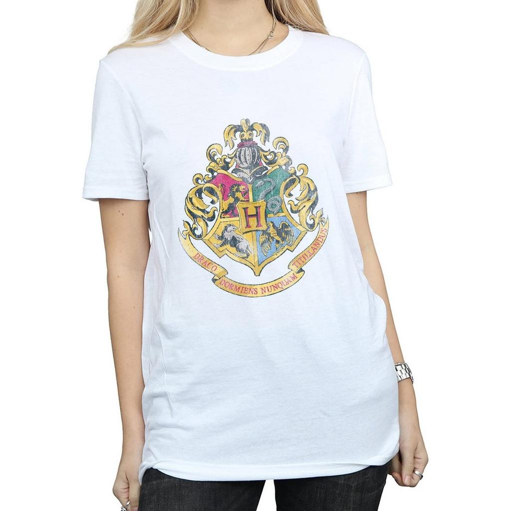 HARRY POTTER Женская/женская хлопковая футболка с гербом Хогвартса