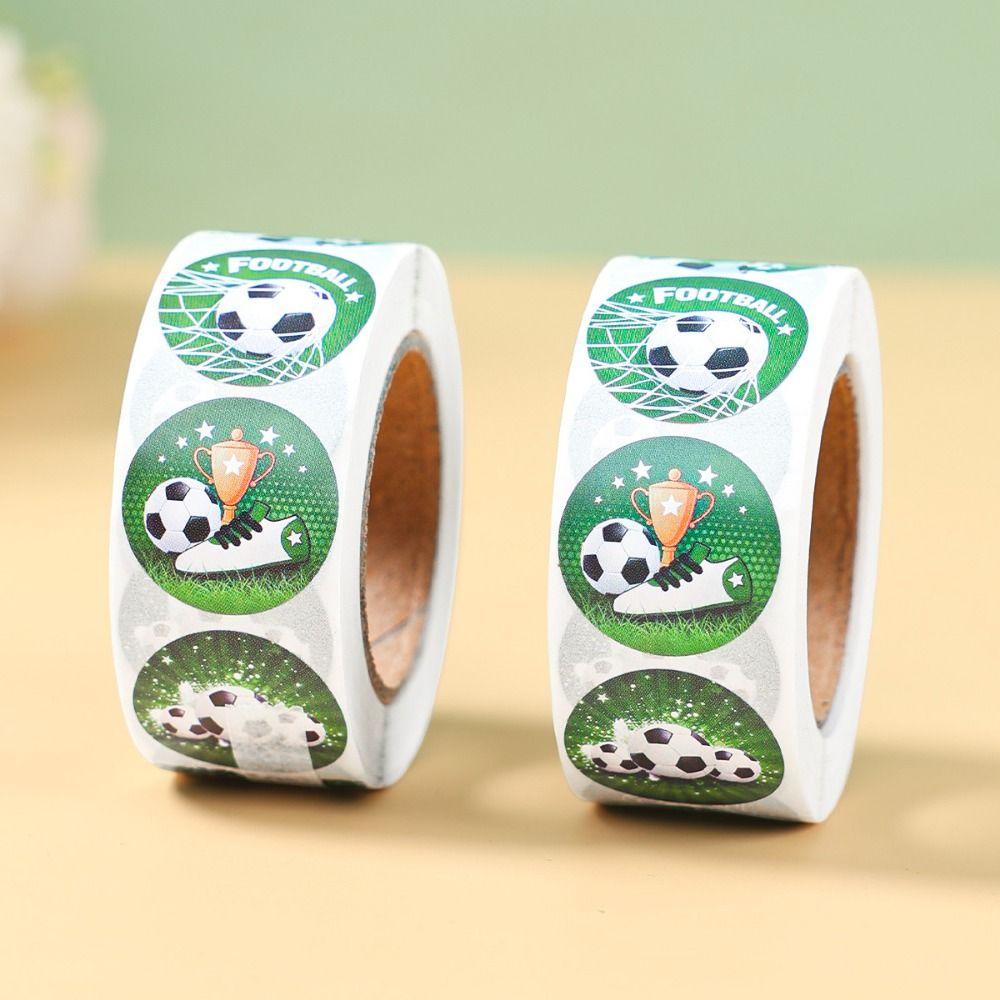 500Pcs Self-Adhesive Soccer Stickers Round Football Pattern Sealing Sticker Party Decor