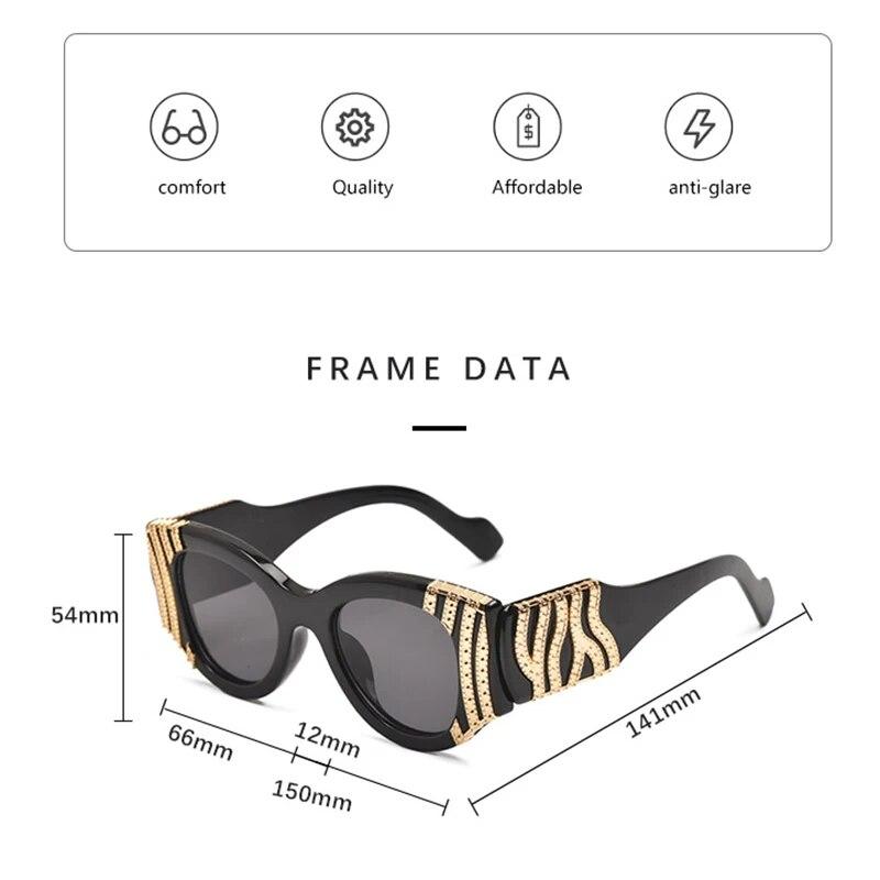 Солнцезащитные очки «кошачий глаз» в большой оправе, женские модные винтажные модные солнцезащитные очки в стиле панк, роскошные сексуальные женские очки большого размера