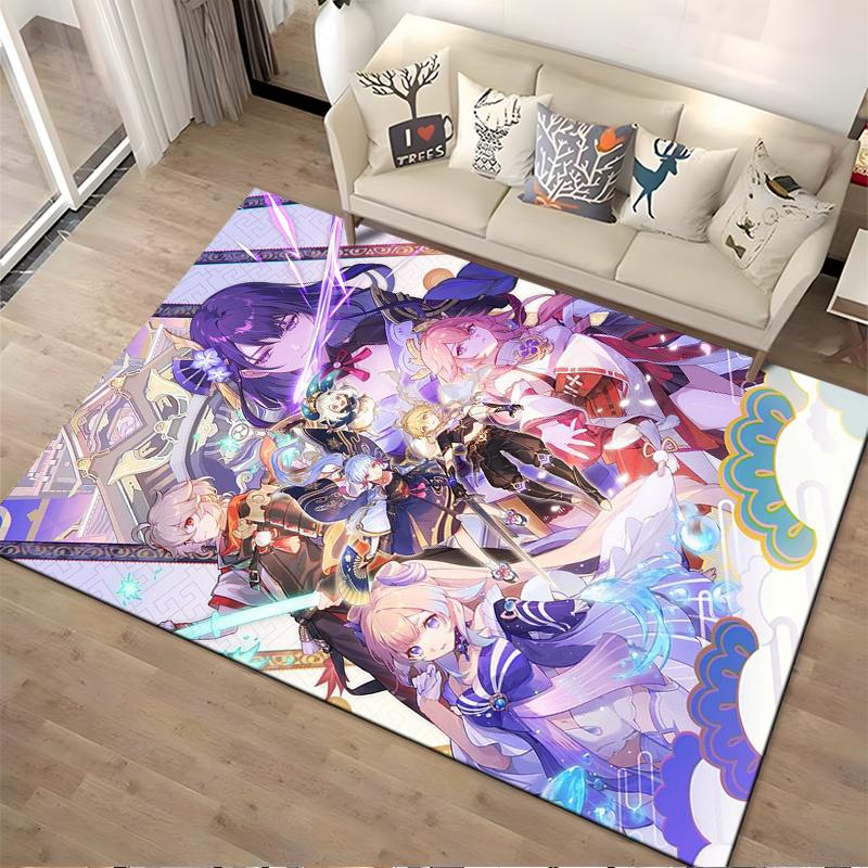 "Anime Character Group Pattern Carpet with Vibrant Fantasy Design" Suitable for use as an anti-slip for living room bedroom sofas