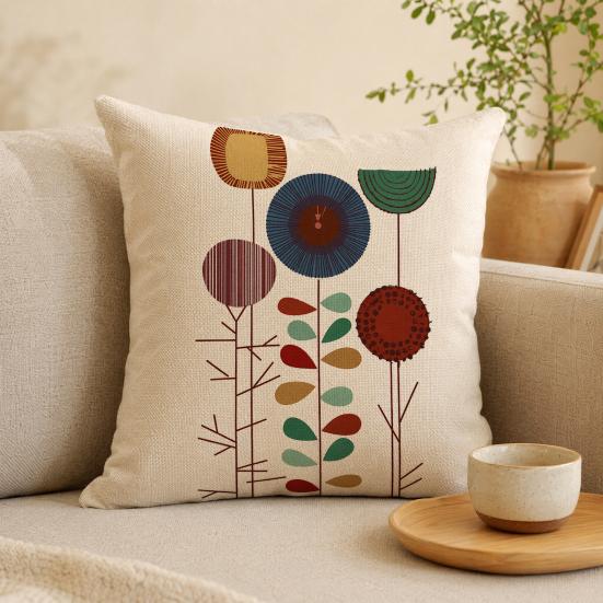 Hand Drawn Abstract Pillowcase, Single-Sided Print Cushion Cover, with Solid Back Decorative Throw Pillow, for Sofa Bed Chair Home Decor