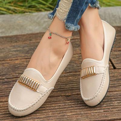 Мода Новинка 2025 Удобные Дышащие На плоском каблуке Одинарные туфли Плоские Мягкая кожа Нескользящая Женская обувь