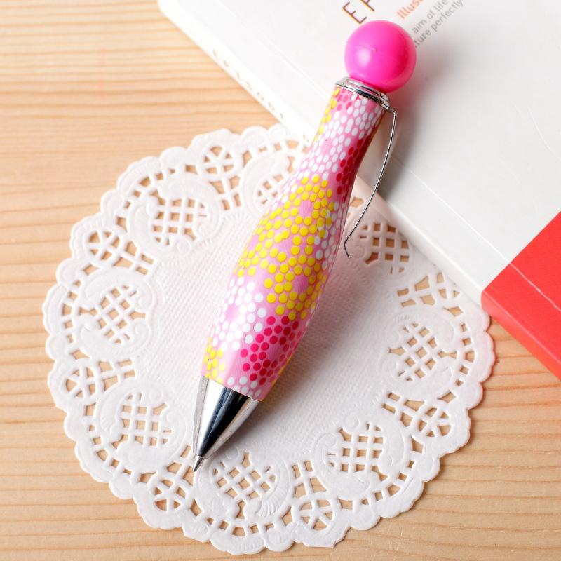 Короткая ручка в форме мини-боулинга, элегантная, с принтом в виде точек и цветов, в стиле бохо, шариковая ручка для школы, офисные принадлежности