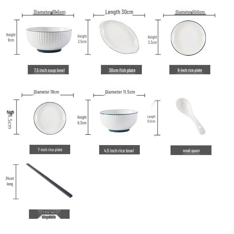 Jingdezhen 32-Piece Ceramic Underglaze Dinnerware Set