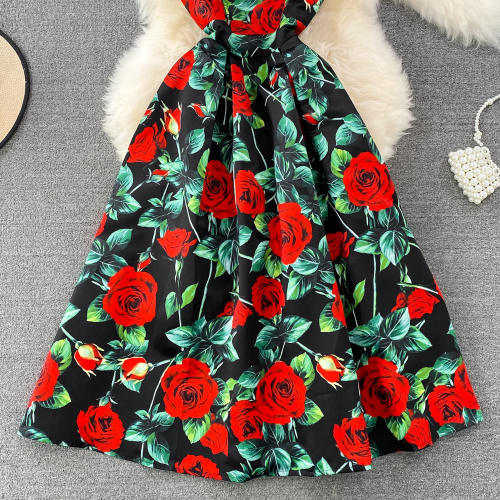 Юбка-жилет в стиле ретро в европейском и американском стиле. Высококачественное легкое роскошное платье трапециевидной формы с круглым вырезом и талией без рукавов.