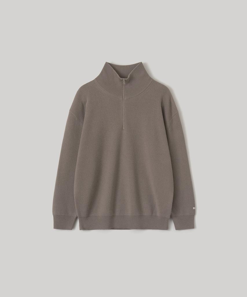 ANOTHER OFFICE Volume Half Zip-Up Knit (Taupe)