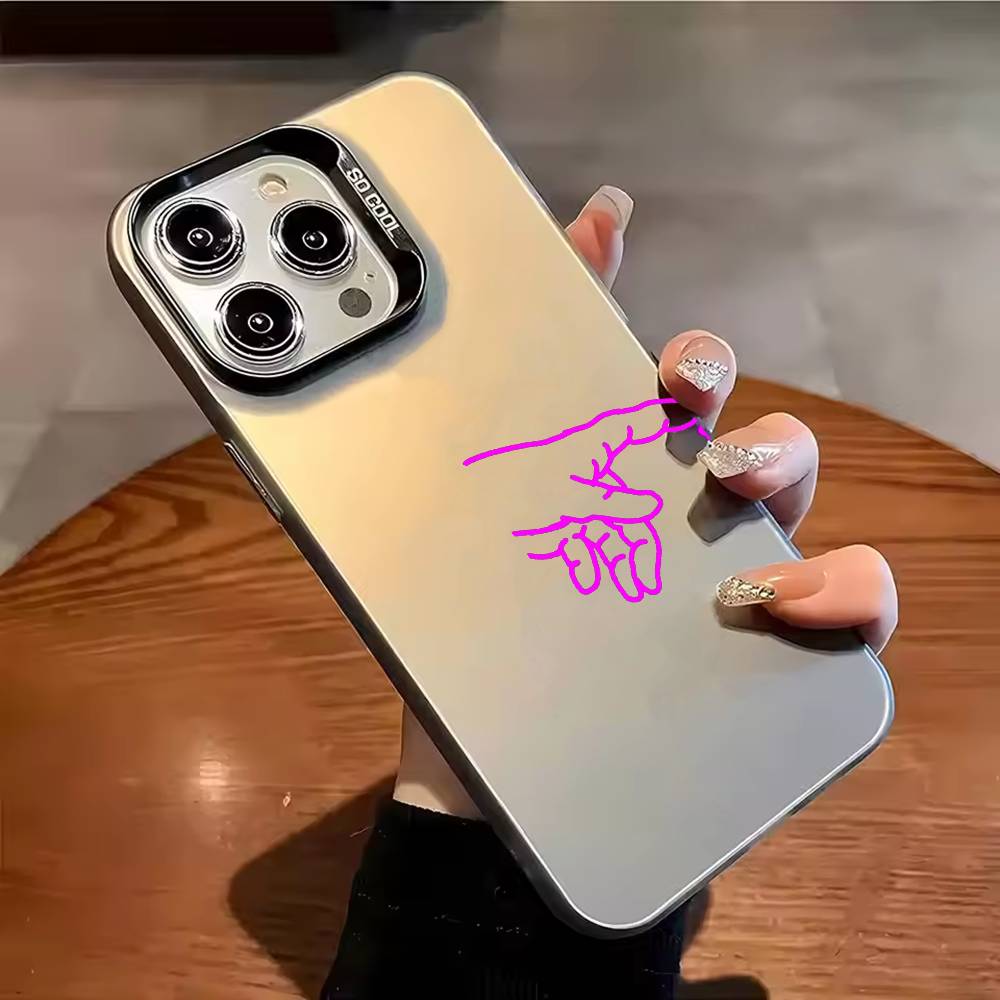 Рука об руку Любящая пара Чехол для телефона Для iPhone 17 16 15 14 13 12 11 Pro Max Plus Серебряный конфетный Матовый чехол