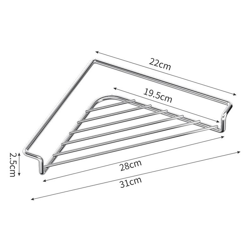 Stainless Steel Corner Sink Shelf Dish Drying Rack with Triangular Design Drainage for Sponges Soap Plates Cups Kitchen Counter