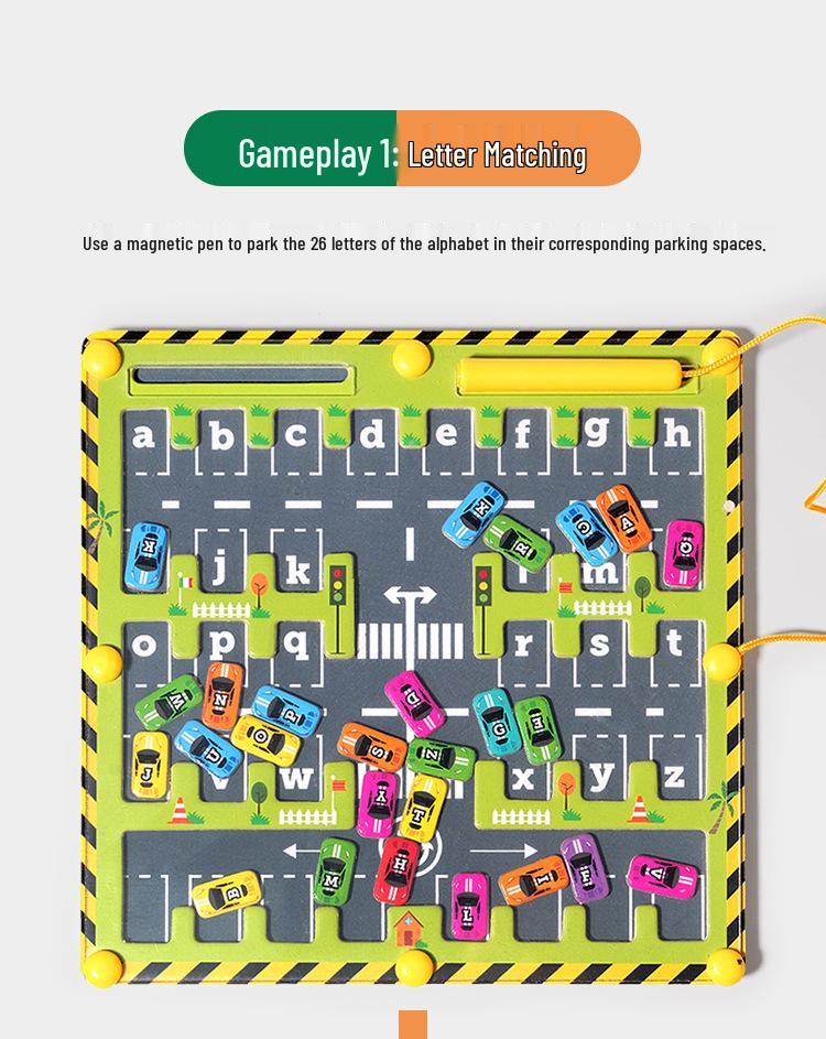 Магнитный лабиринт Парковка и игра с алфавитом для правописания и распознавания