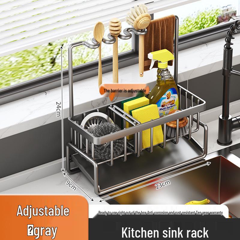 Подставка для хранения кухонных губок и тряпок из нержавеющей стали с поддоном для стекания воды