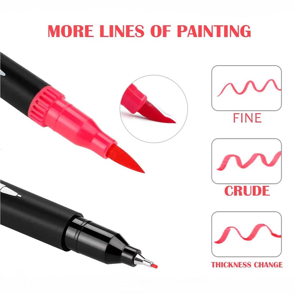 12Pcs Double Ended Art Marker Pens Set For Artists Fine And Brush Coloring Random Colors
