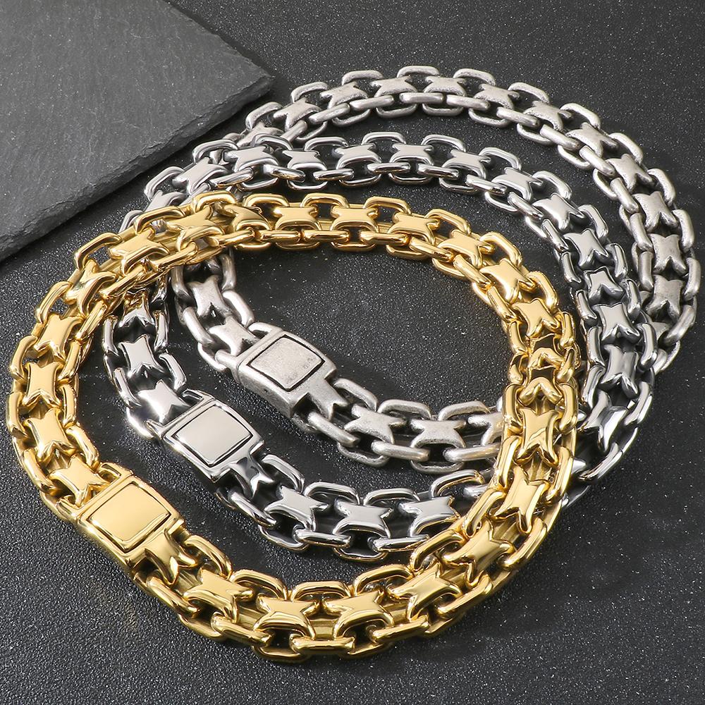 Vintage 50CM Long 20MM Width Choker Necklace Man Solid Polished Matte Stainless Steel Link Chain Necklaces for Men Male Jewelry