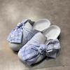 Soft Leather Version~ Retro Bow Baotou Half Slippers Women's Summer New Lazy People Wear a Pedal of Boken Shoes Ins