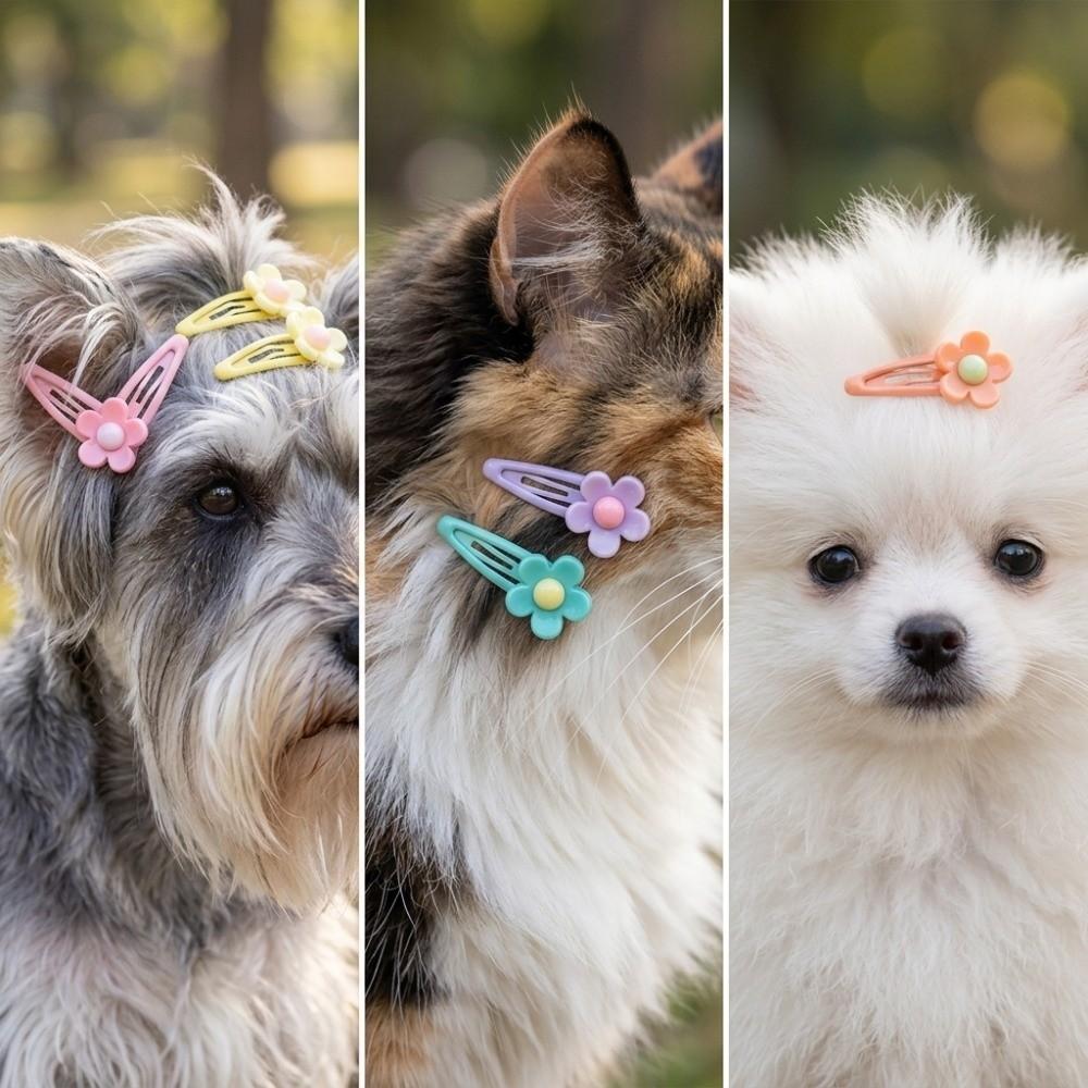 32pcs 3.5CM Size Pet Hair Clip Sunflower Shape Pet BB Clip Dog Hair Accessory Dog Grooming