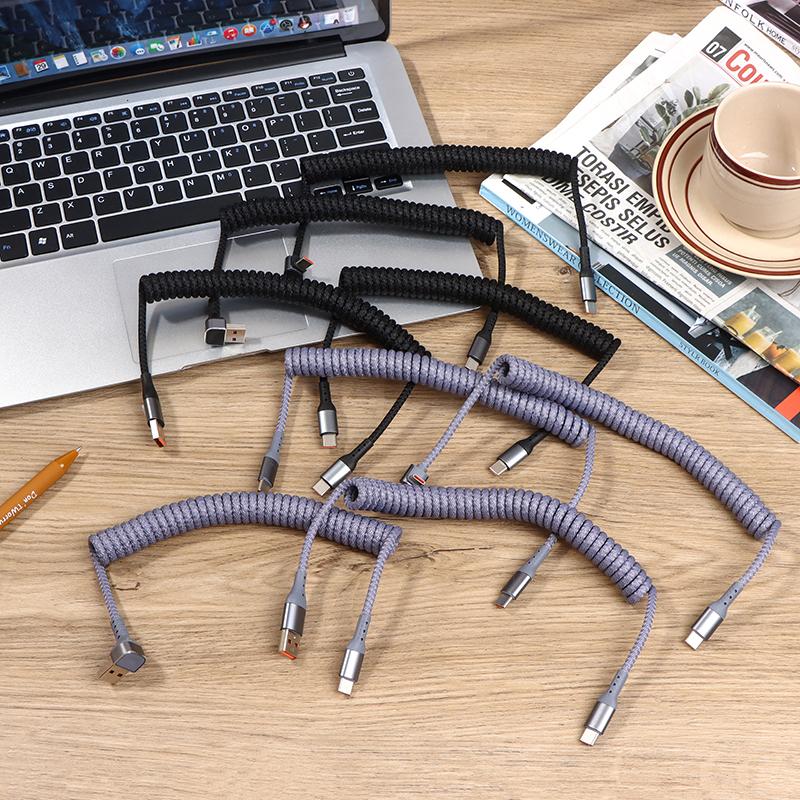 Coiled Usb C Cable For Android Auto & Carplay 90 Degree Usb A To Usb C Cord Compatible With 16,Galaxy S25