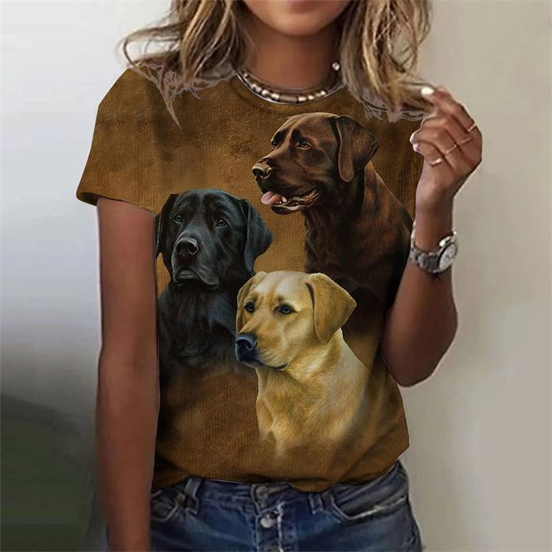 Новая модная женская футболка с милой маленькой собачкой, летняя футболка с короткими рукавами и 3d принтом, удобная одежда большого размера