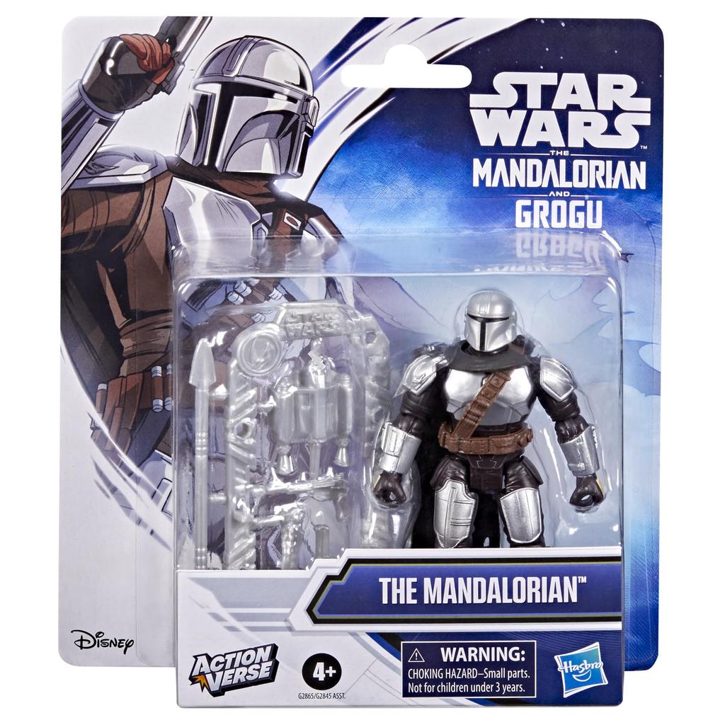 Hasbro ЗВЕЗДНЫЕ ВОЙНЫ Мандалорец и Грогу ActionVerse Мандалорец 11 см Фигурка с многоразовым хранилищем аксессуаров Игрушка для детей Возраст G2865 Оригинальная