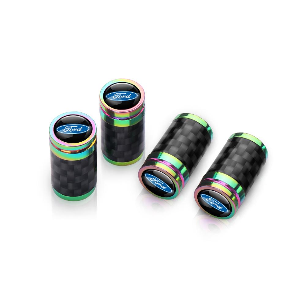 4Pcs Car Tire Carbon Fiber Wheel Valve Stem Caps Badge For Ford Mondeo Fiesta Focus Mk7 Ranger Transit Kuga Mustang accessories djzh66