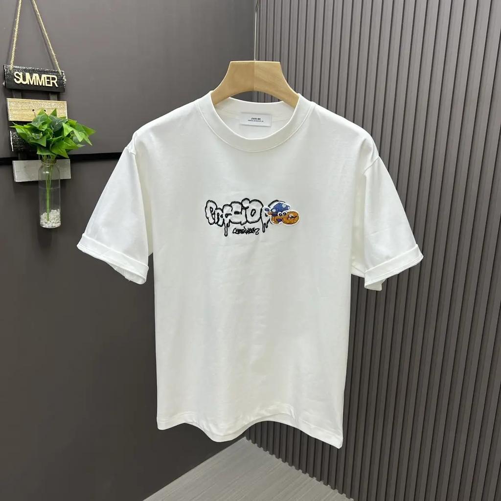 Summer High Quality 100% Cotton Graffiti Short Sleeve Men Korean Style Loose Men's Half Sleeve T-shirt Multi-functional