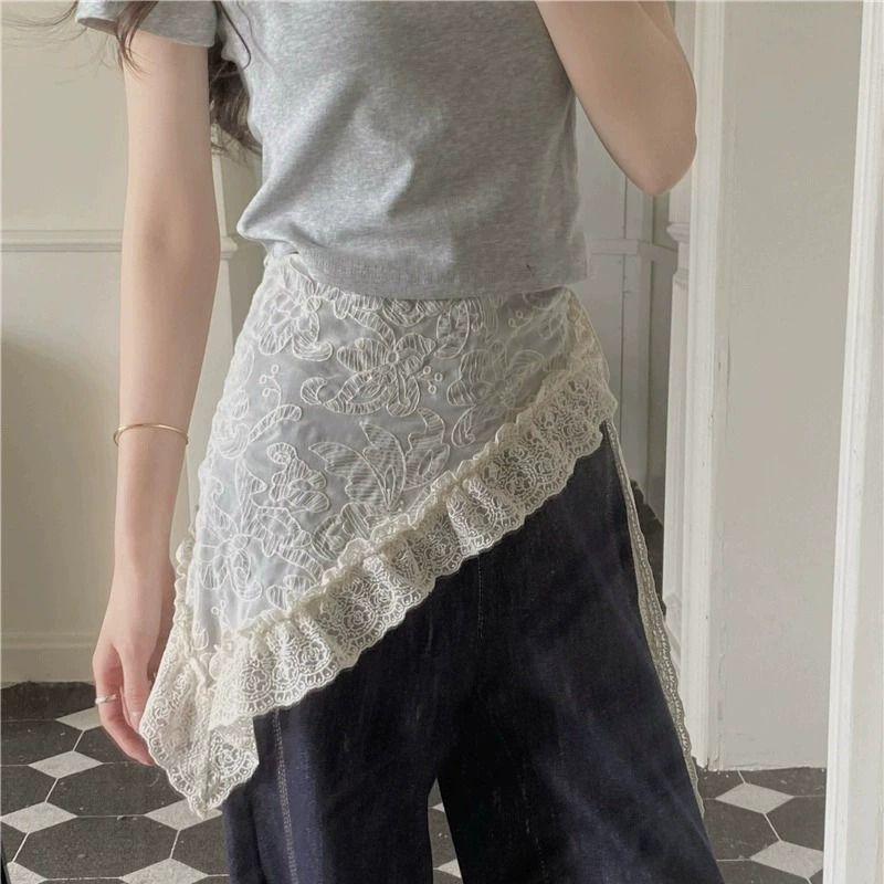 New Style, Lace Lace, Silk Scarf Layering, Fashionable and Versatile, Niche Design Sense, Unique Design, Triangular Irregularity, White Lace
