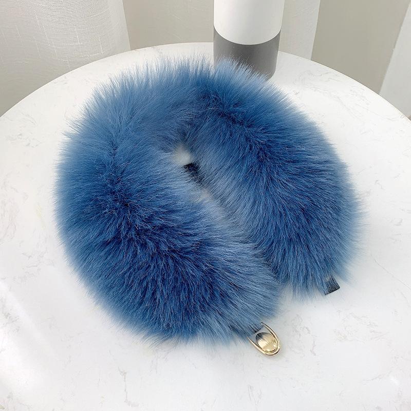 Winter Plush Thickened Warm Imitation Fox Hair Snap Button Scarf Versatile Women's Imitation Fur Scarf