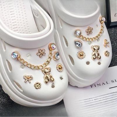 Подвеска для обуви Crocs DIY Premium Cartoon Bear Metal Chain Diamond Shoes Decoration Buckle Buckle для Crocs Charms Hole Shoes Accessories