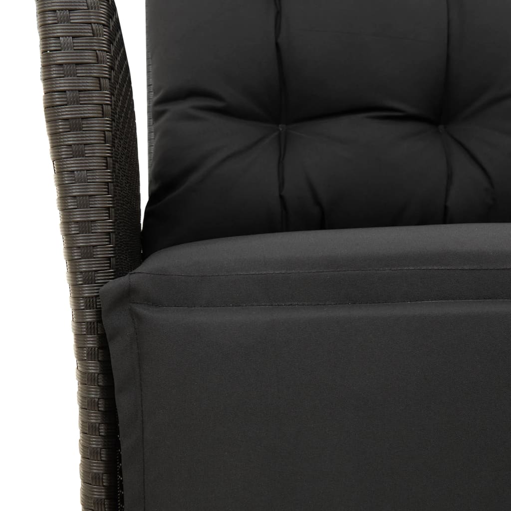 Adjustable Garden Armchair with Footrest Black Poly Rattan