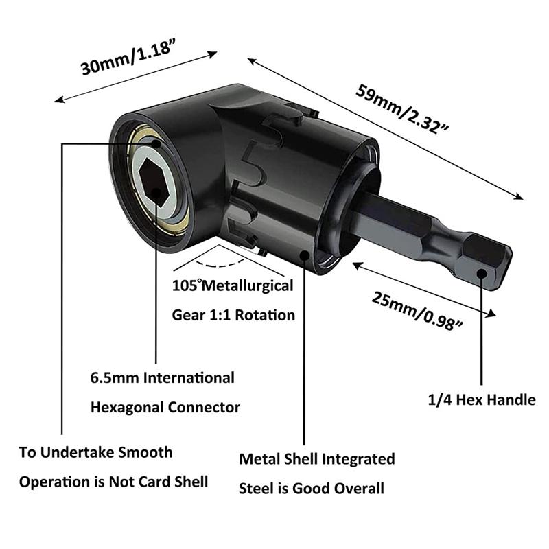 Right Angle Drill Attachment Impact Grade Power Hand Tool Driver Rotatable Socket Adapter Extension Set Screwdriver Holder Nut