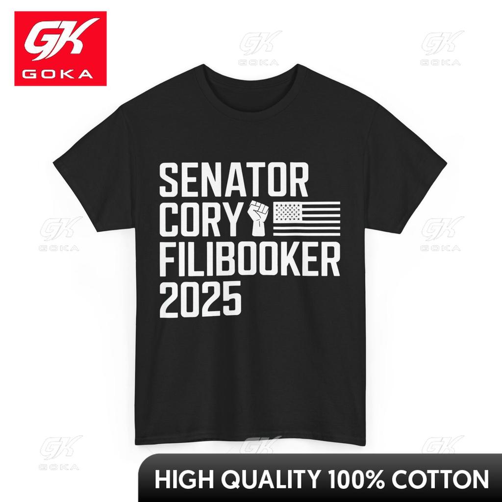 Senator Cory Booker Filibuster 2025 American Flag Kawaii Cotton Fabric Graphic Tee Summer Casual