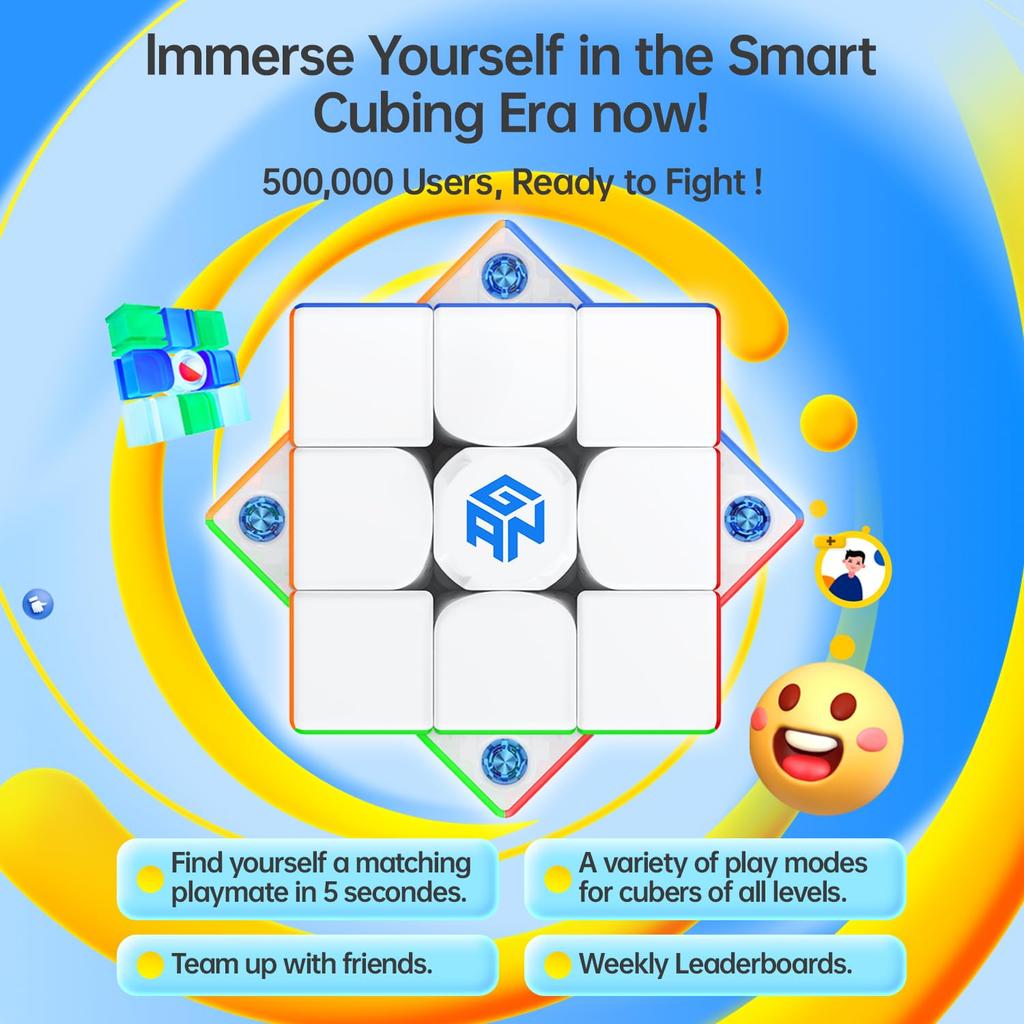 GAN iCarry 2 Official Competition 3x3 iCarry Upgrade Smart Cube iCarry2 UV with Stickerless Magic Cube for Magnetic Cube with CubeStation UV, -