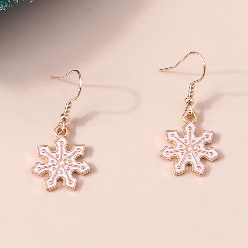 Рождественские серьги-снежинки с лосем и Сантой с характером