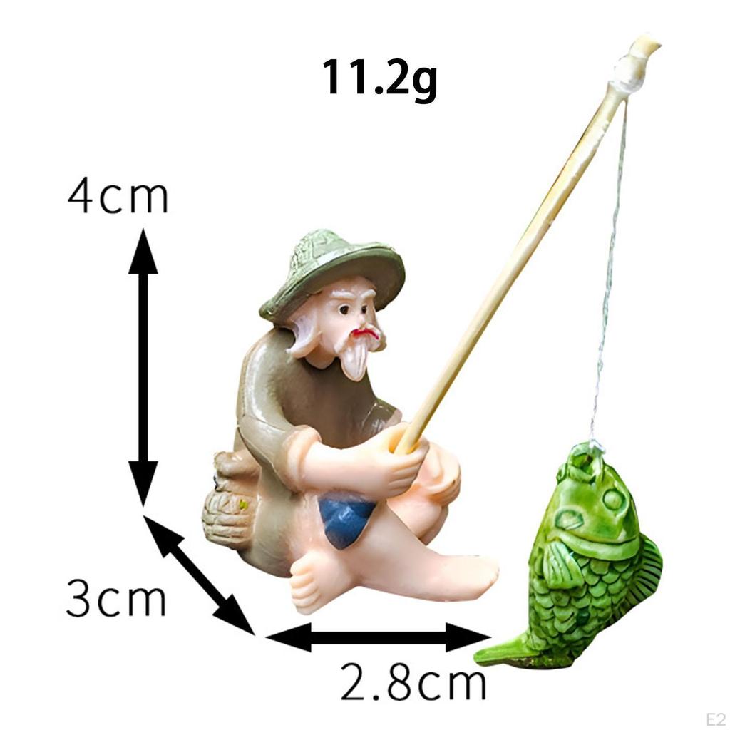 Fisherman Miniature Figurine Dollhouse Ornament Aquarium Decoration Decorative Collectible DIY