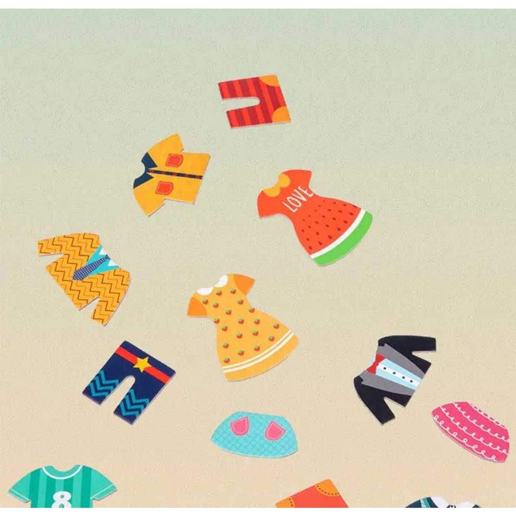 Wooden Kids Clothes Drying Dress-Up Puzzle Jigsaw Montessori Games Toys Thinking Games Educational Matching Sorting Toys Gifts