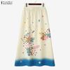 ZANZEA Women Casual Elastic Waist Loose Print Long Skirts