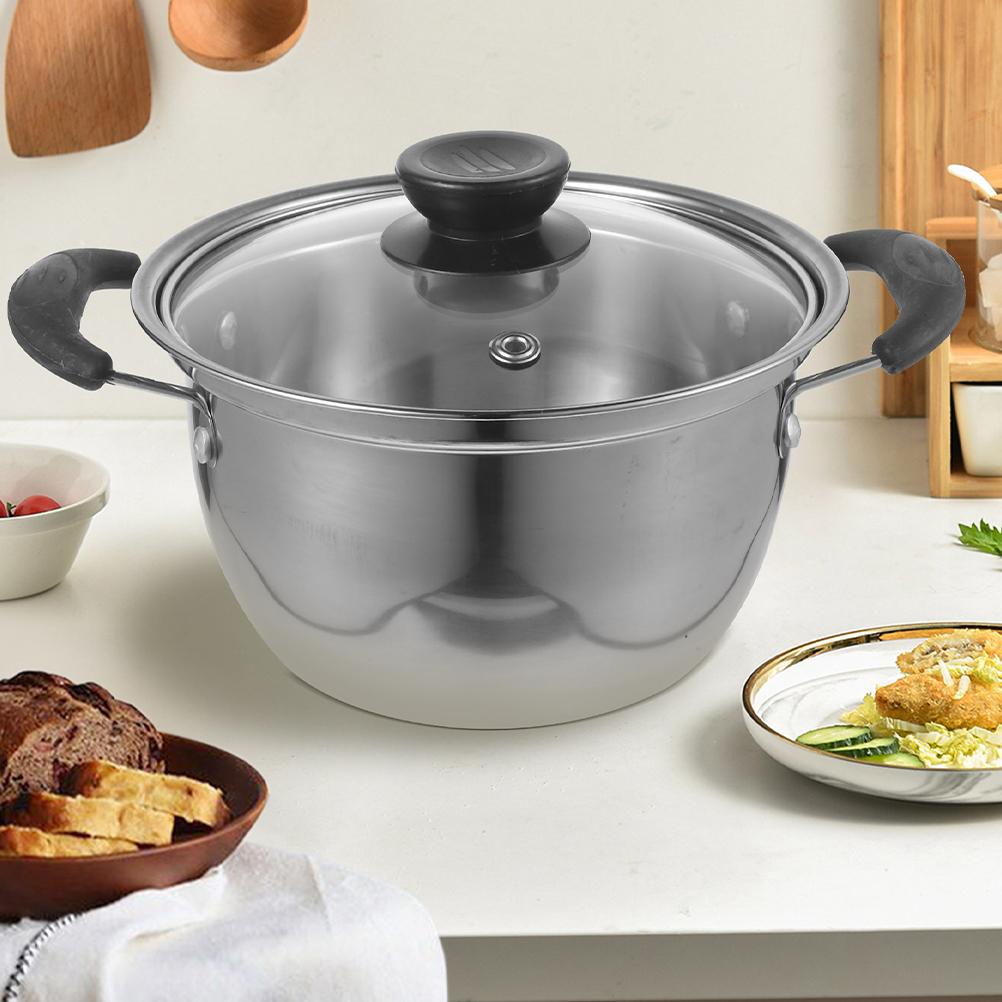 Кастрюля из нержавеющей стали с двойной ручкой, кастрюля для супа, сковородки, кухонные принадлежности, кастрюля, маленькая кастрюля для молока, серебристый цвет, нержавеющая сталь