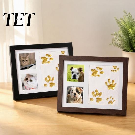 Pet Remembrance Gift Paw Print Commemorative Photo Frame, Dog And Cat Memory Keepsake Display, Picture Frame DIY Ink Pad Soft Space Mud Set for Owners