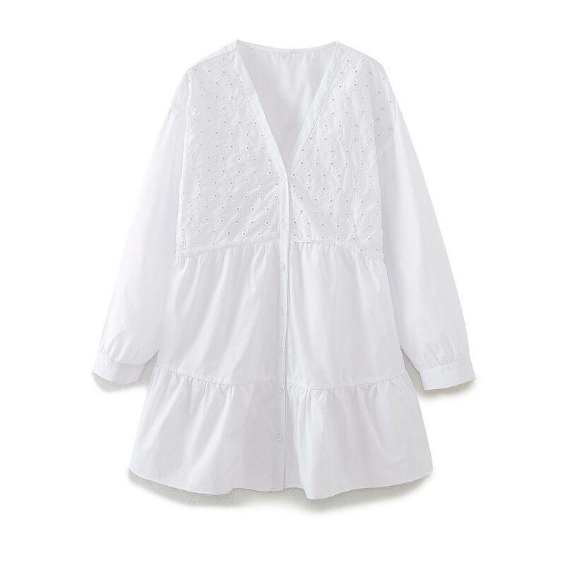 Fashion Style 2024 Spring New Women's Clothing All-Matching Hollow Embroider Poplin Short Dress 2298074 250