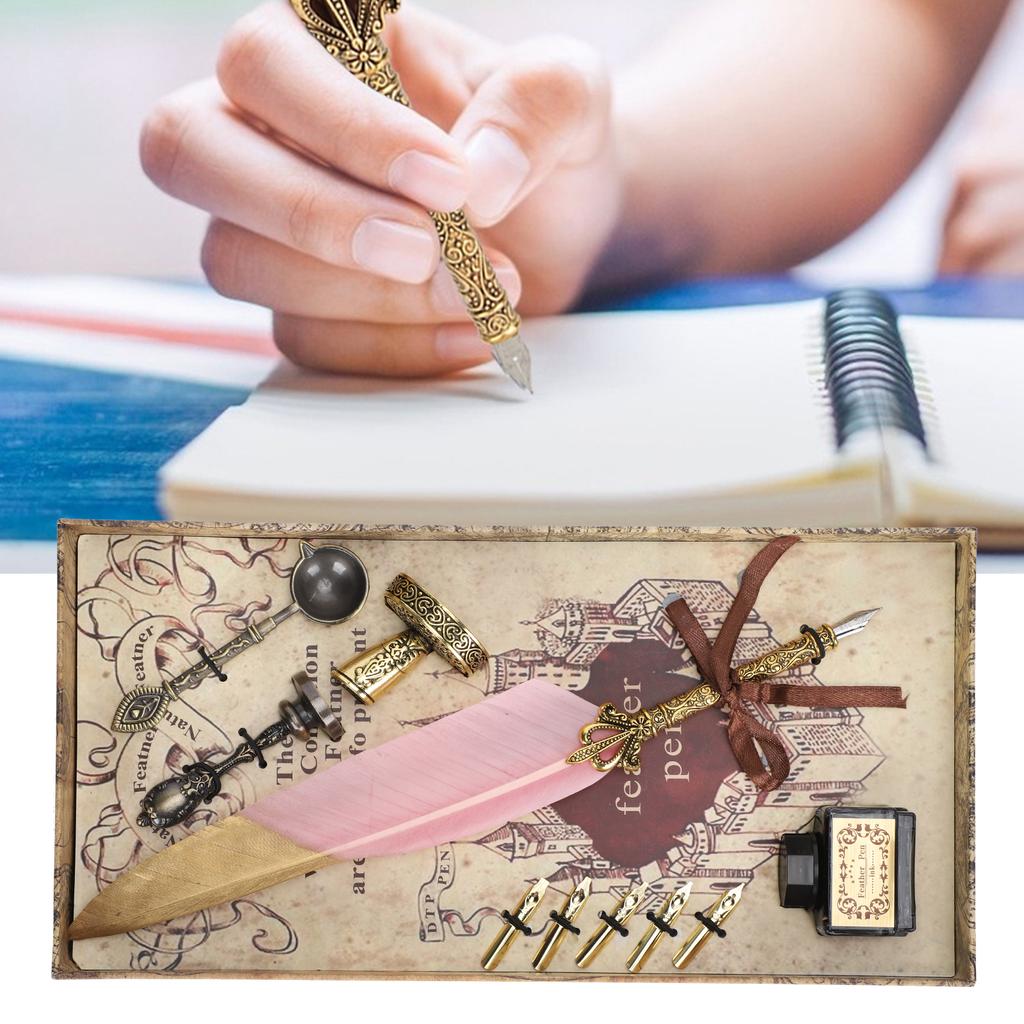  Набор ручек с золотым покрытием, винтажный инструмент для письма, ретро-каллиграфия, подарок