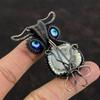 Медный кулон в виде ракушки с титановым покрытием Синий цвет Кулон от сглаза Проволочная подвеска с драгоценным камнем Подвески в виде совы Медные дизайнерские украшения ручной работы