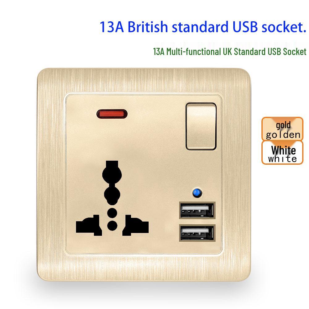 Британская двойная панель розетки 146 типа на 13 А с USB-портами, многоконтактными разъемами и выключателем